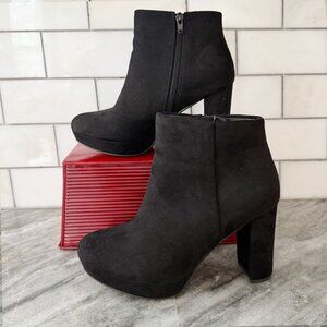 DREAM PAIRS Women's STOMP High Heel Faux Suede Ankle Boots / Black/ 7.5